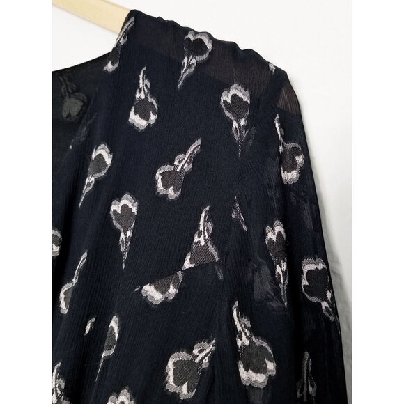 Ba&sh Memory Noir Lady Midi Dress Silk Blend Wrap Chiffon Party Romantic XS $395 - Picture 15 of 16